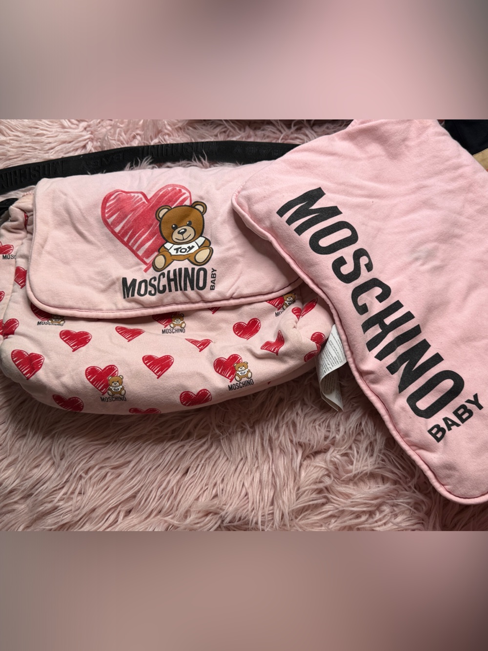 Moschino Pink Teddy Bear Heart Crossbody Bag